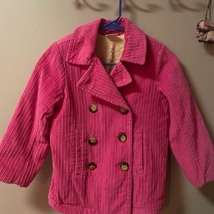 Hanna Andersson Pink Corduroy Button Pea Coat Jacket